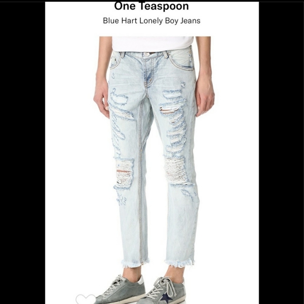 One teaspoon lonely boys blue hart distressed jean
